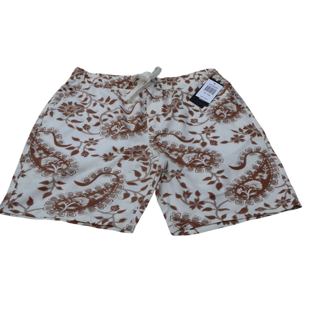 Fresh Prints of Bel-Air Mens Paisley Shorts Ecru Taupe Large D2592-X6449 NWT